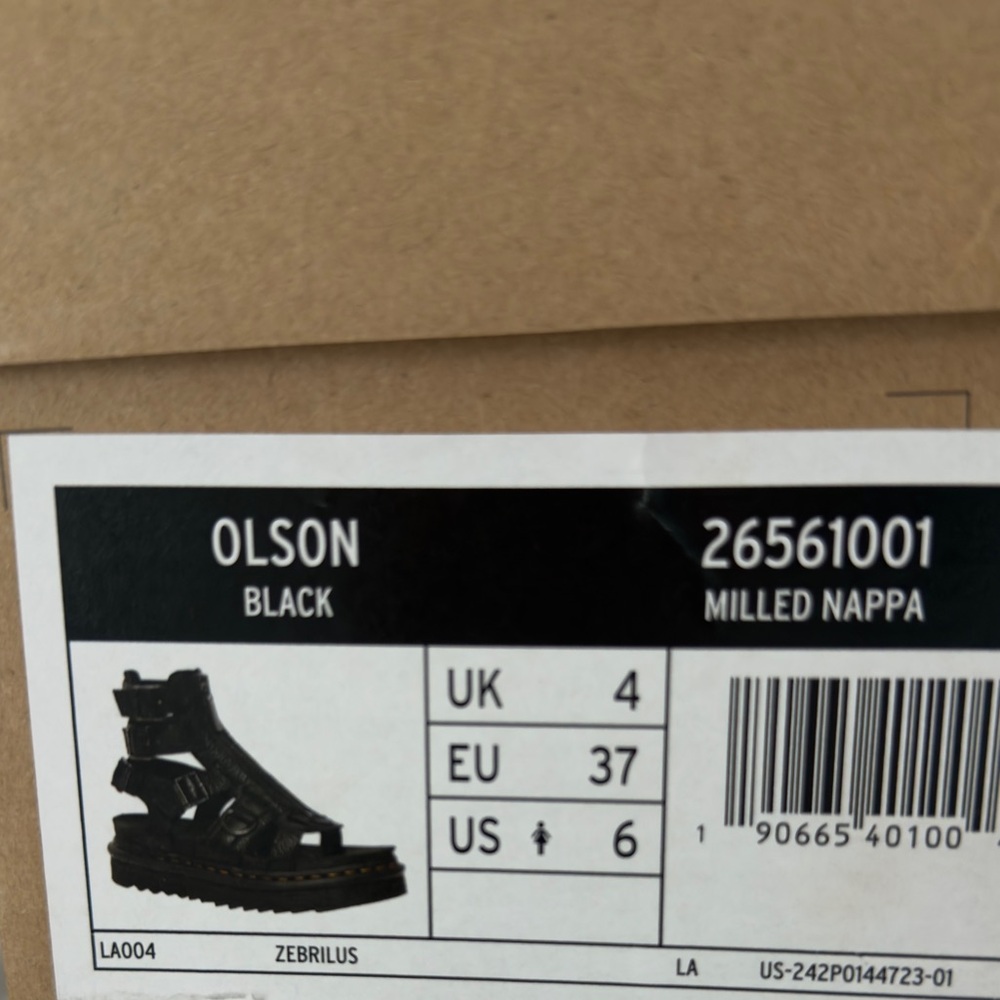 Dr. Martens Olson Sandals Black Milled Nappa Zebrilus Platform Size 6 EU 37 - Picture 8 of 8